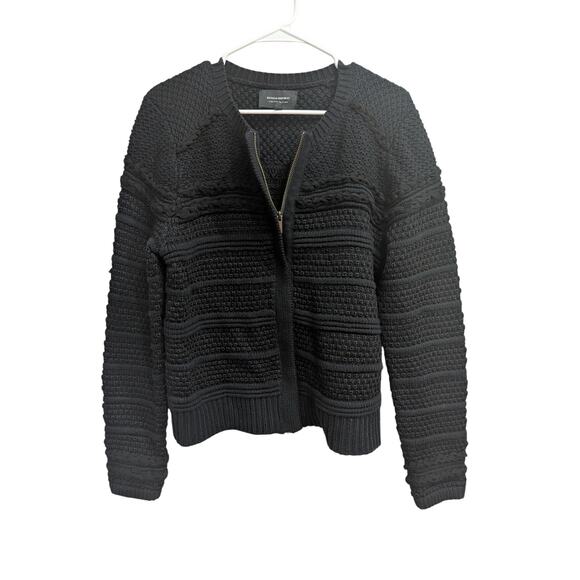 Black chunky knit zip cardigan by Banana Republic Limited Edition black label XL - Picture 1 of 12